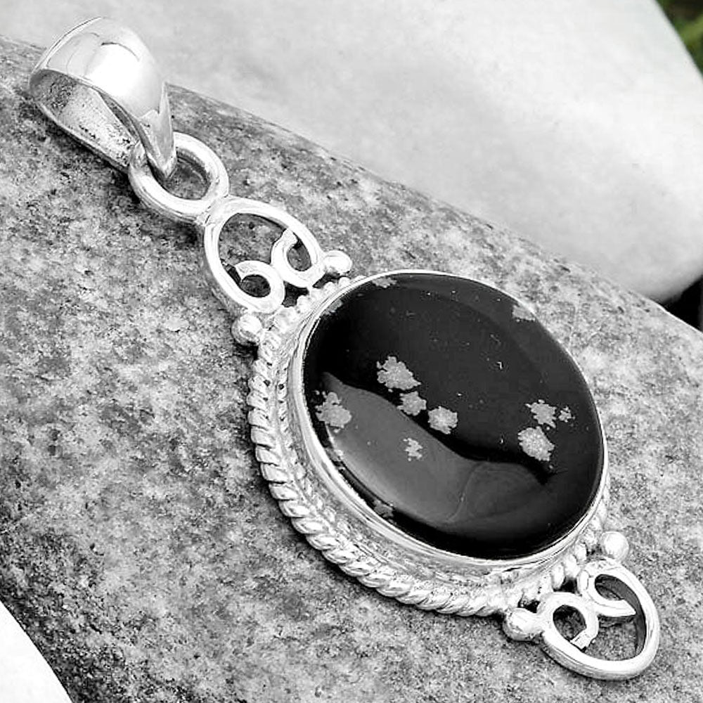 Natural Snow Flake Obsidian Pendant P-1696 SDP124038