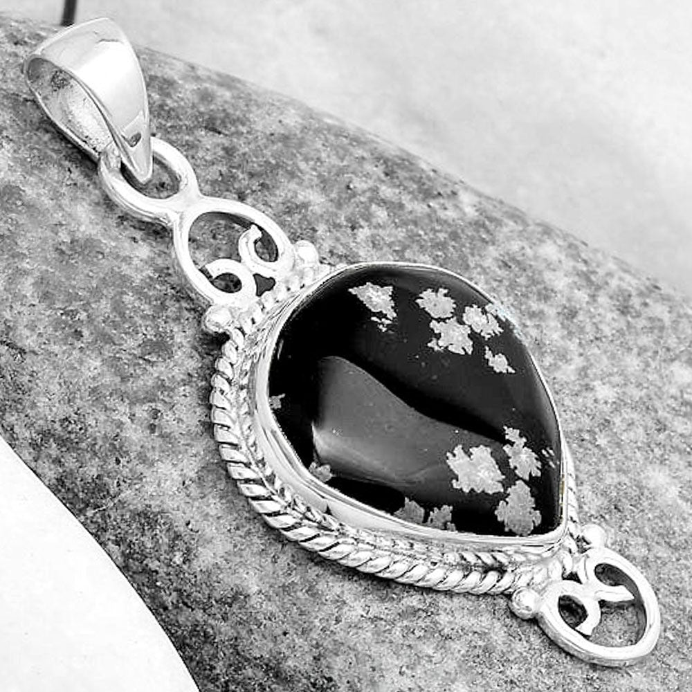 Natural Snow Flake Obsidian Pendant P-1696 SDP124060
