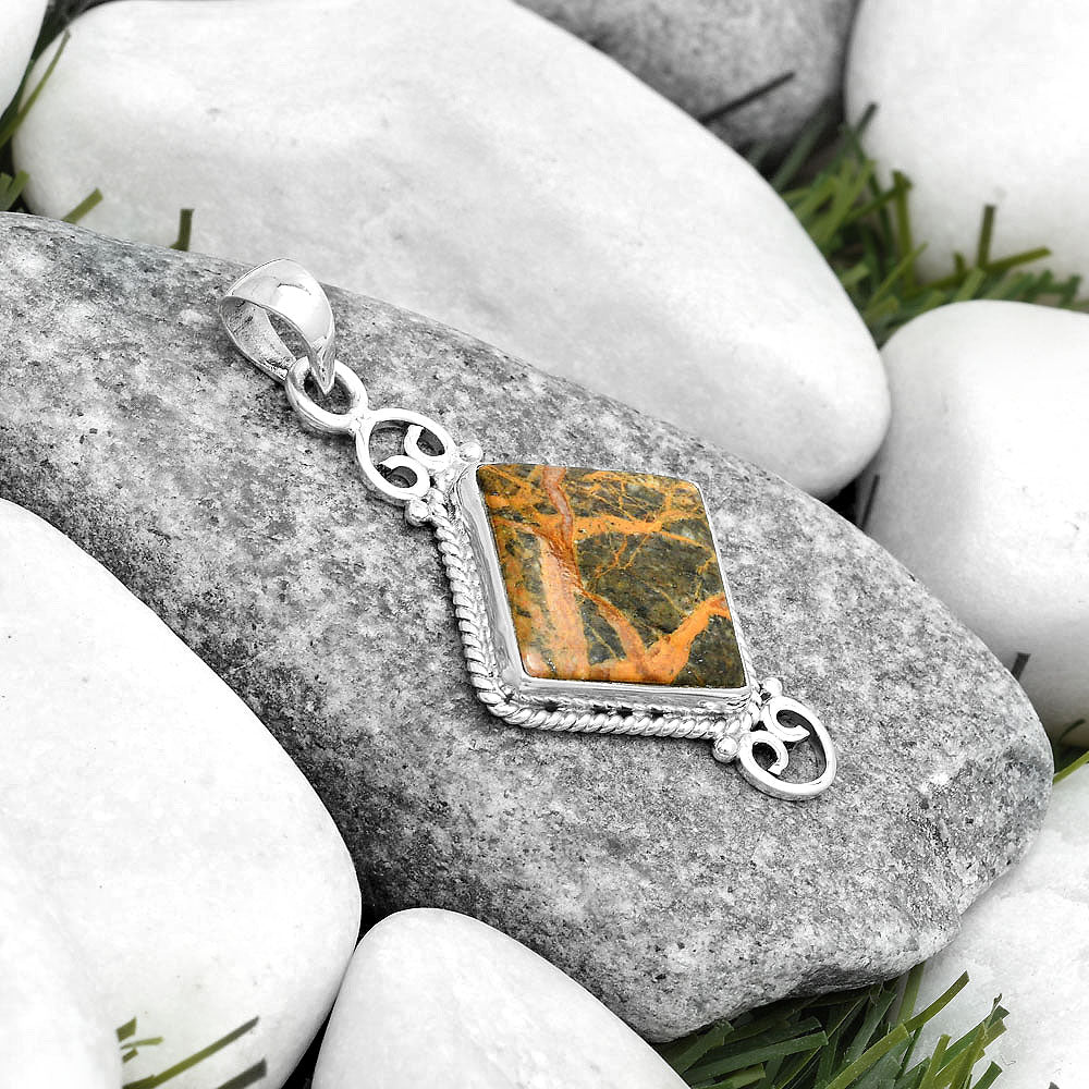 Natural Moroccan Yellow Jacket Jasper Pendant P-1696 SDP124062