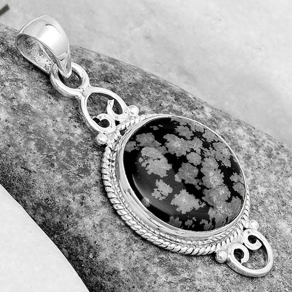 Natural Snow Flake Obsidian Pendant P-1696 SDP124070