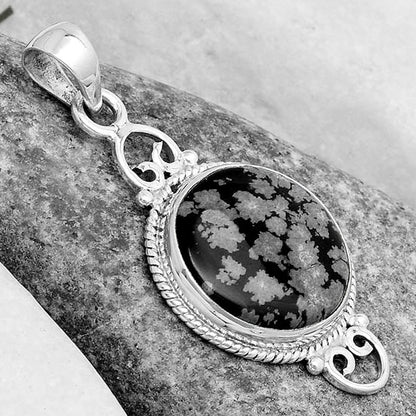 Natural Snow Flake Obsidian Pendant P-1696 SDP124070