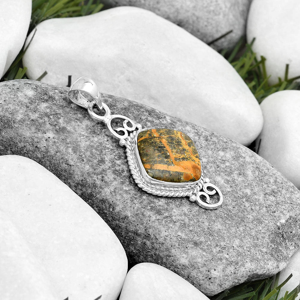 Natural Moroccan Yellow Jacket Jasper Pendant P-1696 SDP124073