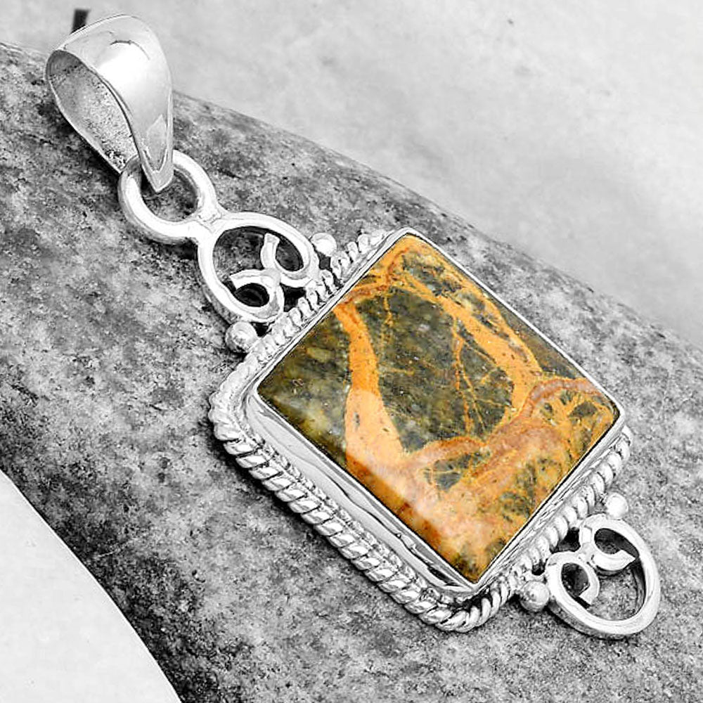 Natural Moroccan Yellow Jacket Jasper Pendant P-1696 SDP124077