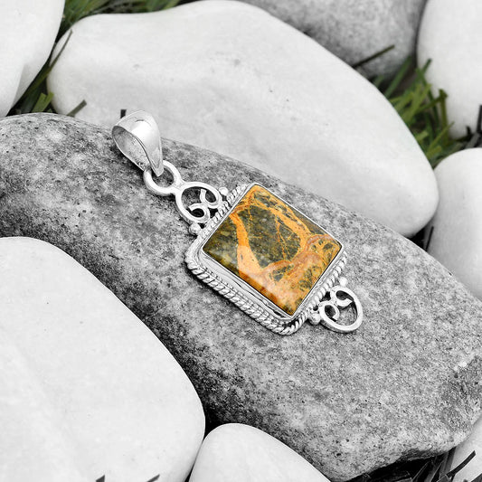 Natural Moroccan Yellow Jacket Jasper Pendant P-1696 SDP124077
