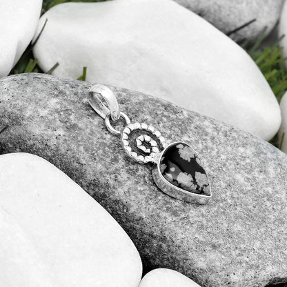 Spiral - Natural Snow Flake Obsidian Pendant P-1650 SDP124089