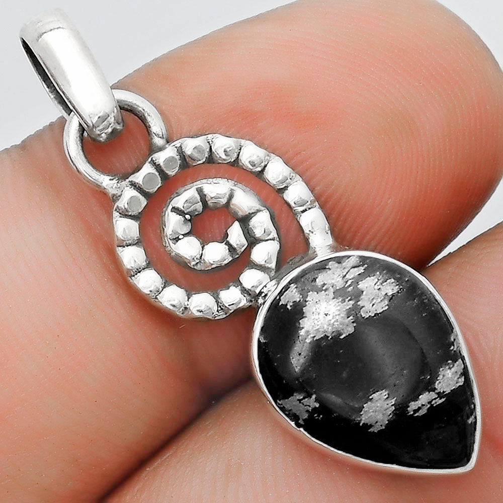Spiral - Natural Snow Flake Obsidian Pendant P-1650 SDP124106