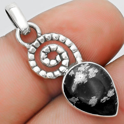 Spiral - Natural Snow Flake Obsidian Pendant P-1650 SDP124106