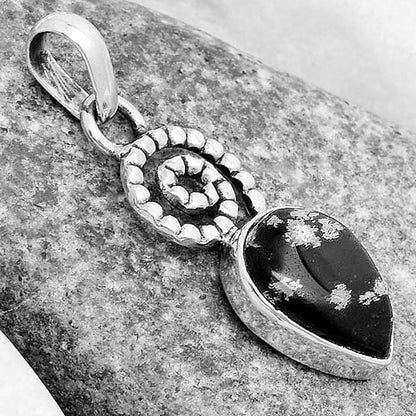 Spiral - Natural Snow Flake Obsidian Pendant P-1650 SDP124106