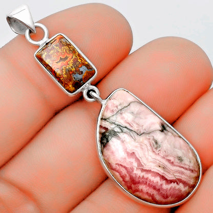 Rhodochrosite Argentina & Cady Mountain Agate Pendant P-1098 SDP124215