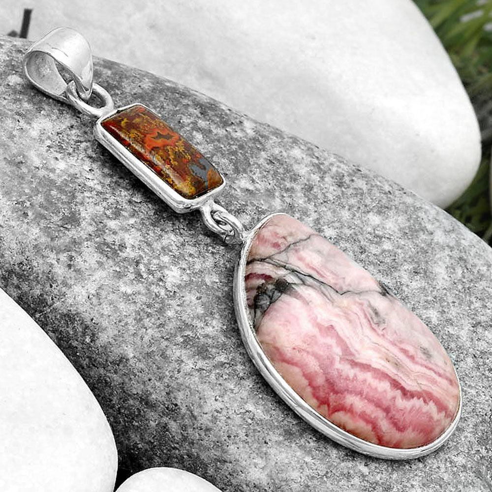Rhodochrosite Argentina & Cady Mountain Agate Pendant P-1098 SDP124215