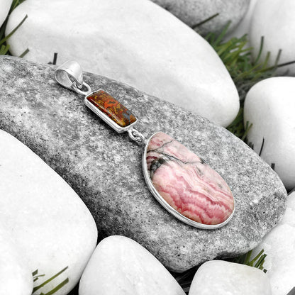 Rhodochrosite Argentina & Cady Mountain Agate Pendant P-1098 SDP124215