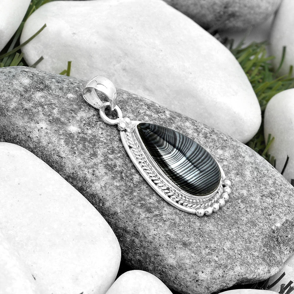 Crown Of Silver Psilomelane - Black Malachite Pendant P-1511 SDP124353