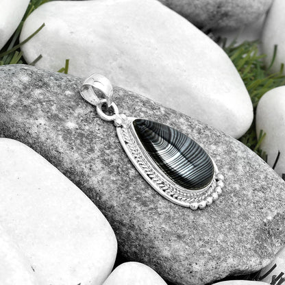 Crown Of Silver Psilomelane - Black Malachite Pendant P-1511 SDP124353