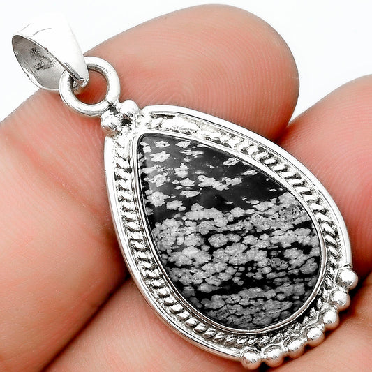 Natural Snow Flake Obsidian Pendant P-1511 SDP124355