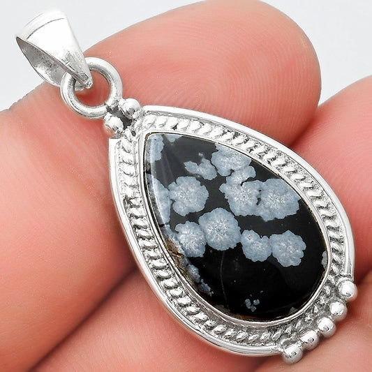 Natural Snow Flake Obsidian Pendant P-1511 SDP124361