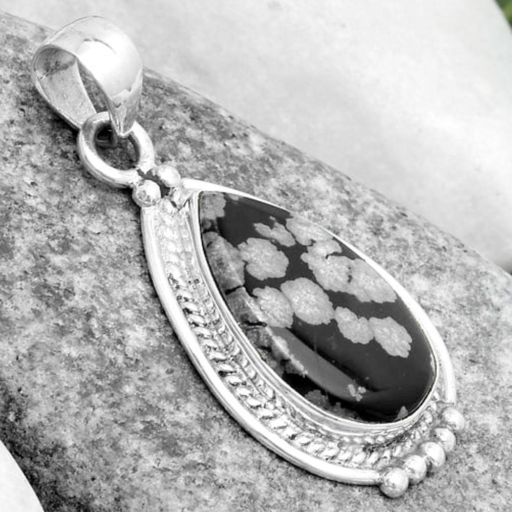 Natural Snow Flake Obsidian Pendant P-1511 SDP124361