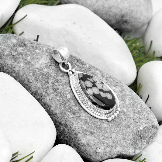 Natural Snow Flake Obsidian Pendant P-1511 SDP124361