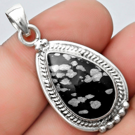 Natural Snow Flake Obsidian Pendant P-1511 SDP124374