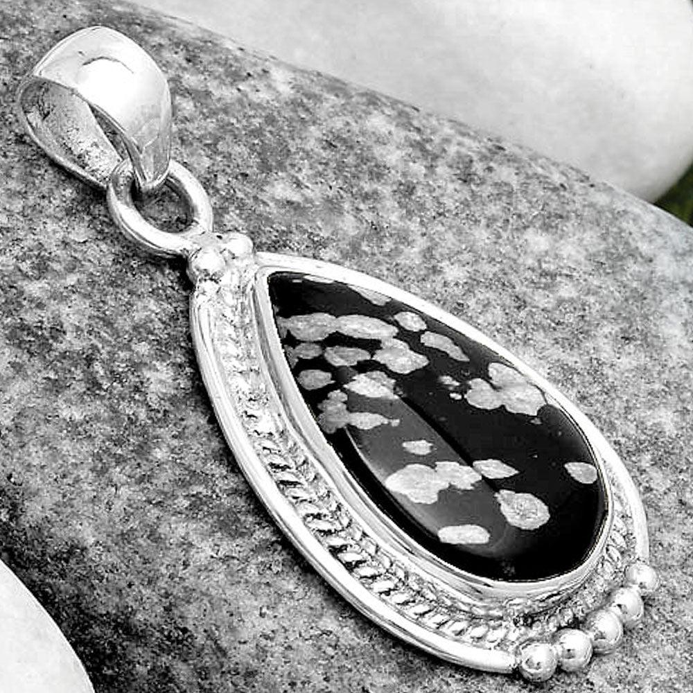 Natural Snow Flake Obsidian Pendant P-1511 SDP124374