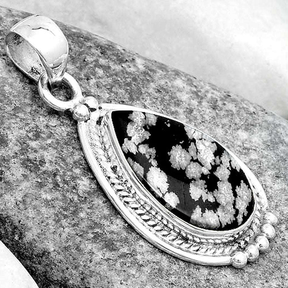 Natural Snow Flake Obsidian Pendant P-1511 SDP124375
