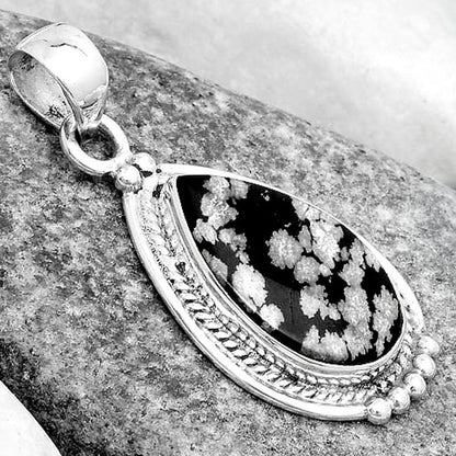 Natural Snow Flake Obsidian Pendant P-1511 SDP124375