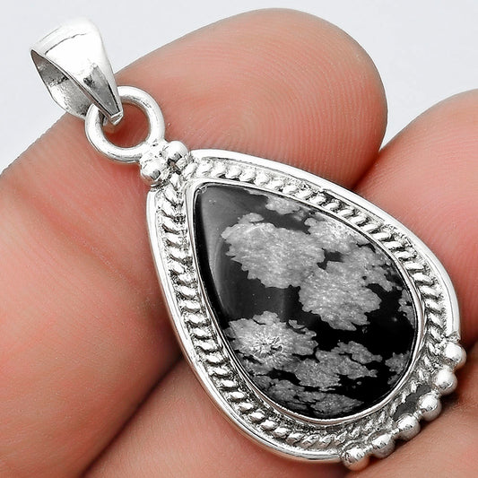 Natural Snow Flake Obsidian Pendant P-1511 SDP124392