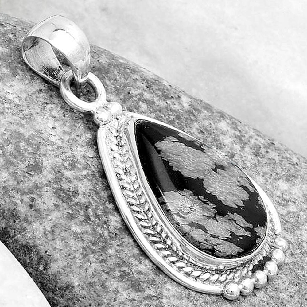 Natural Snow Flake Obsidian Pendant P-1511 SDP124392