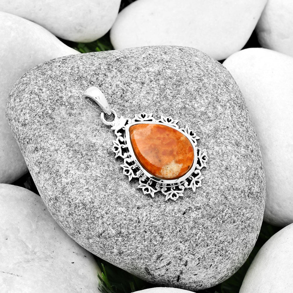 Natural Red Sponge Coral Pendant P-1028 SDP125113