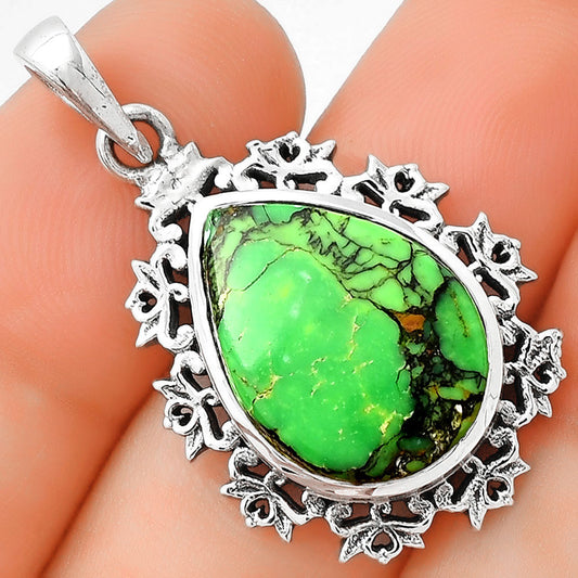 Natural Green Matrix Turquoise Pendant P-1028 SDP125120