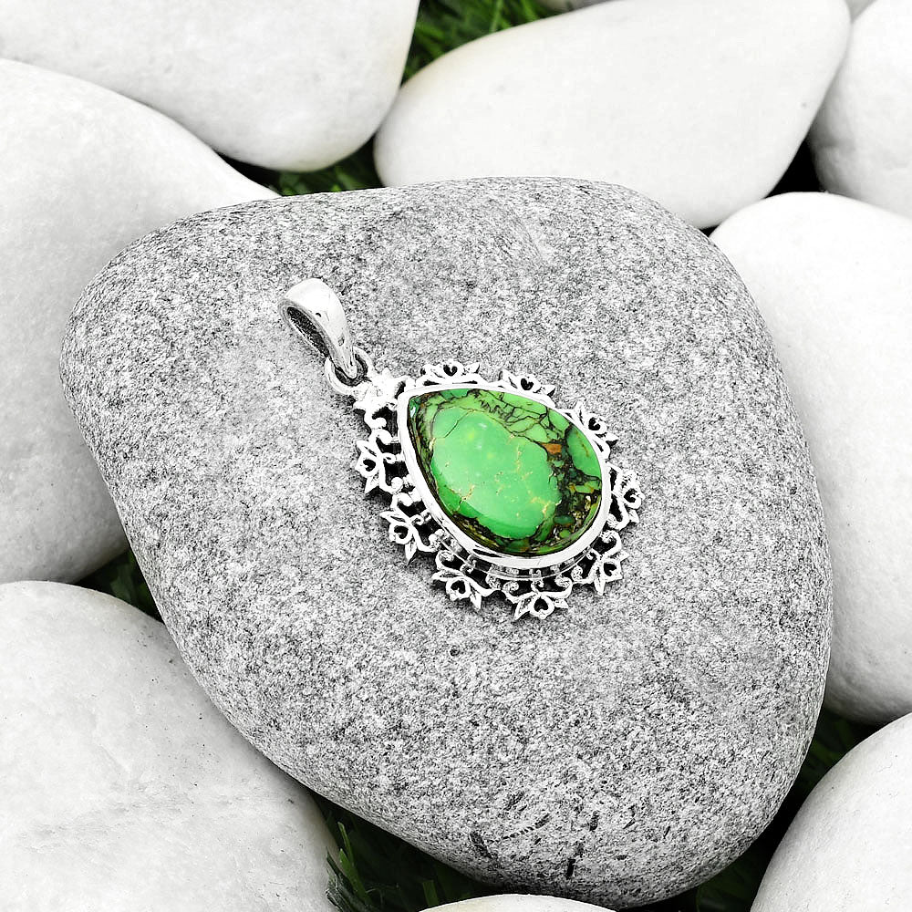 Natural Green Matrix Turquoise Pendant P-1028 SDP125120