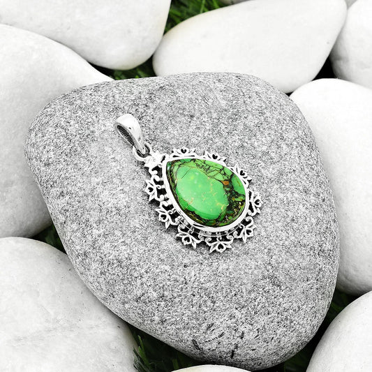 Natural Green Matrix Turquoise Pendant P-1028 SDP125120