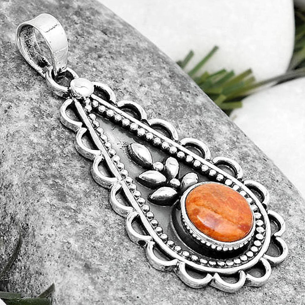 Natural Red Sponge Coral Pendant P-1033 SDP125218