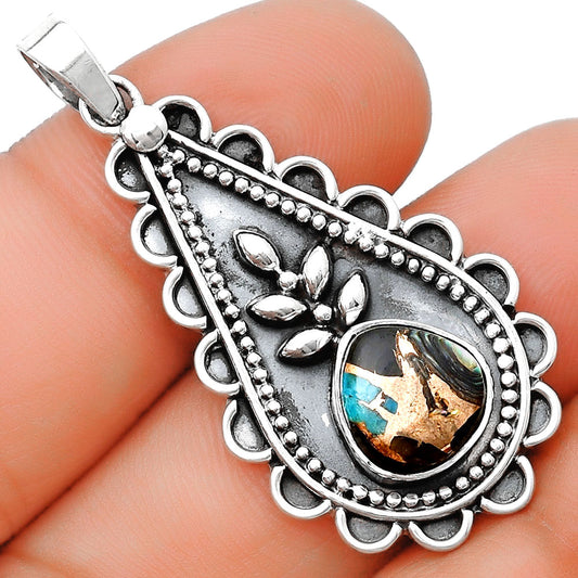 Natural Shell In Black Blue Turquoise Pendant P-1033 SDP125241