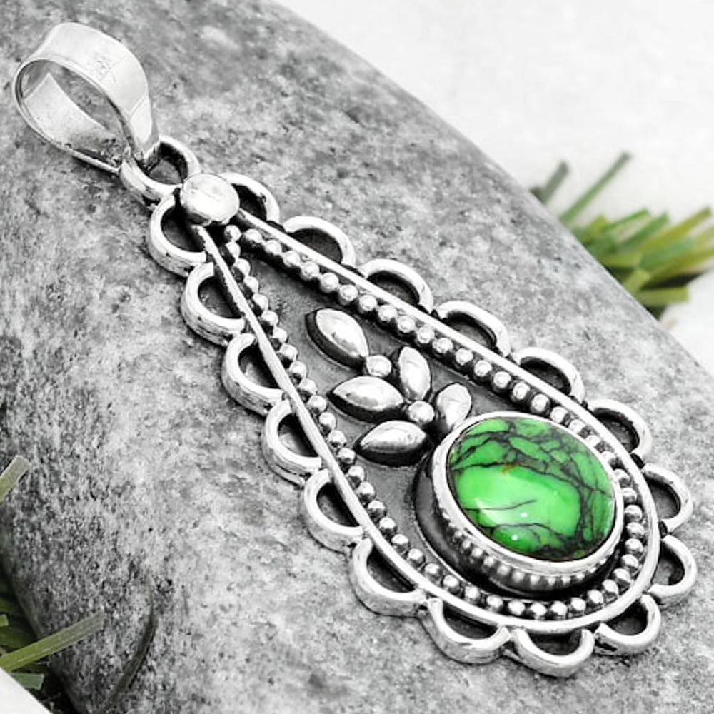 Natural Green Matrix Turquoise Pendant P-1033 SDP125244