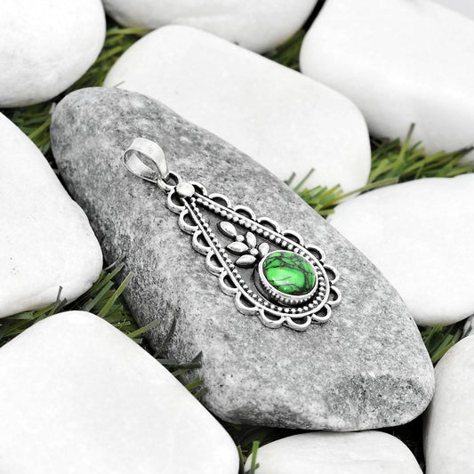 Natural Green Matrix Turquoise Pendant P-1033 SDP125244