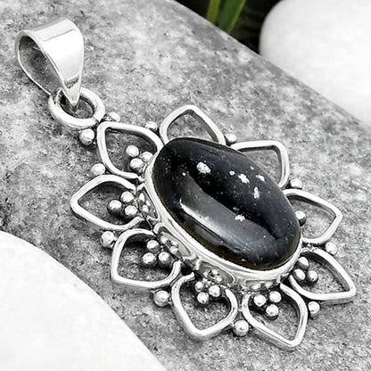 Natural Snow Flake Obsidian Pendant P-1699 SDP125350