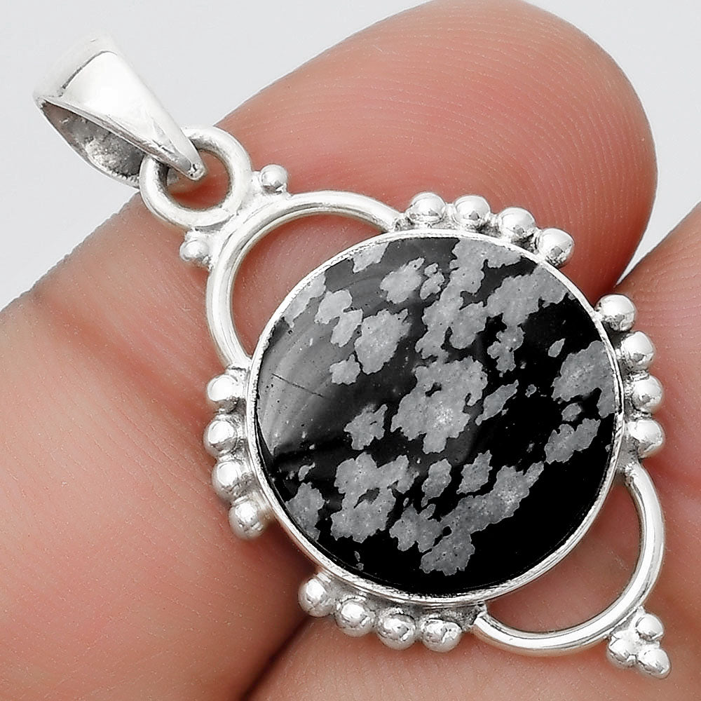 Natural Snow Flake Obsidian Pendant P-1639 SDP125352