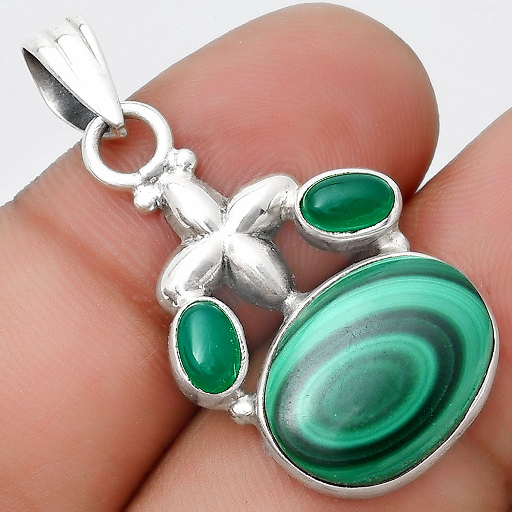 Malachite Eye - Congo & Green Onyx Pendant P-1673 SDP125364