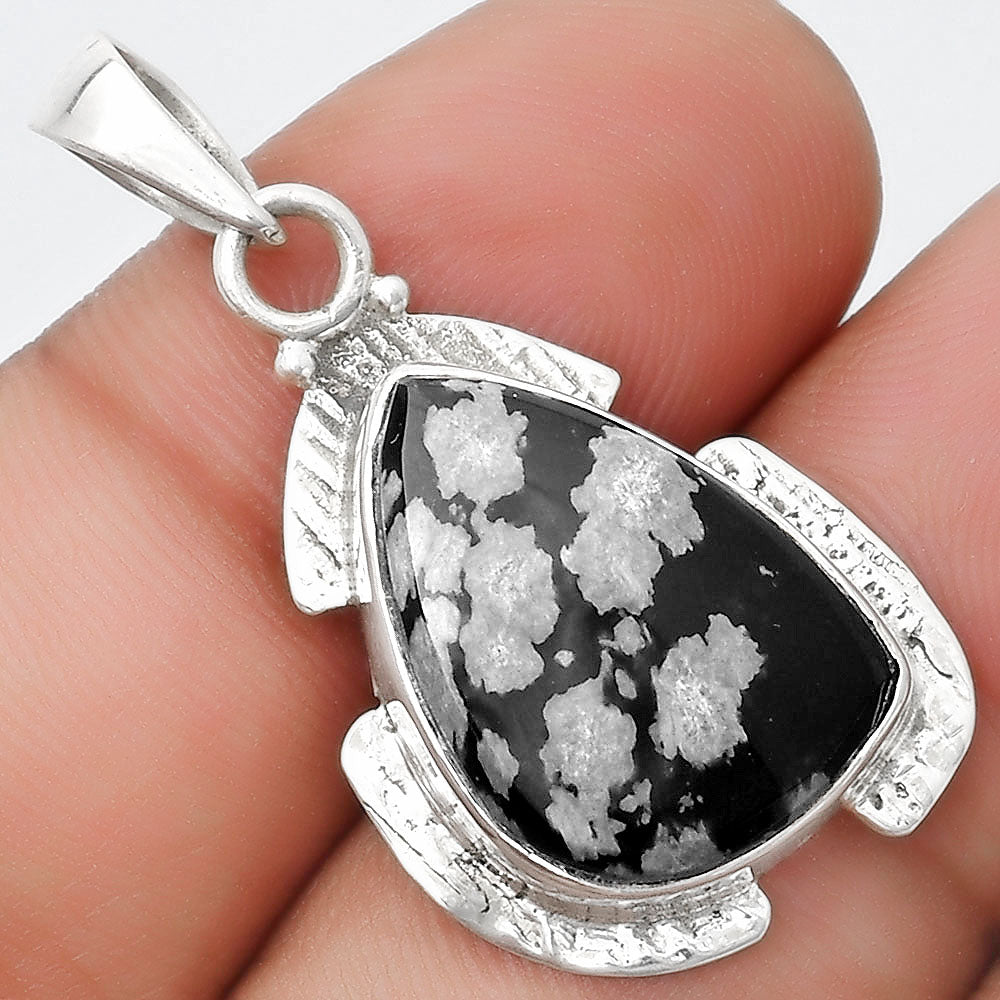 Natural Snow Flake Obsidian Pendant P-1705 SDP125371