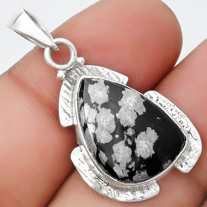 Natural Snow Flake Obsidian Pendant P-1705 SDP125371