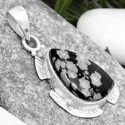Natural Snow Flake Obsidian Pendant P-1705 SDP125371