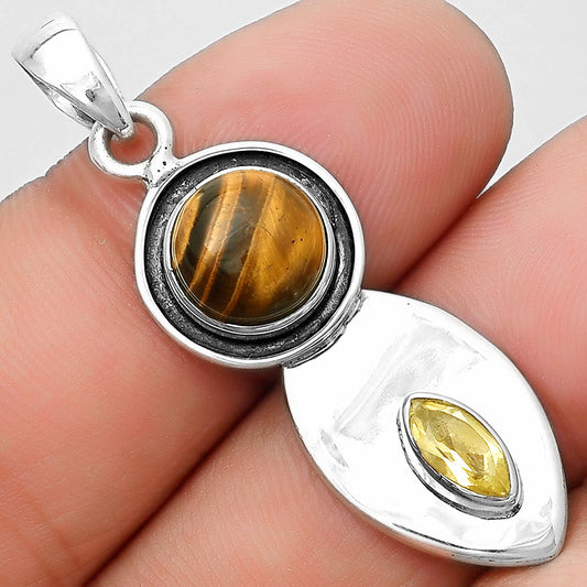 Natural Tiger Eye - Africa & Citrine Pendant P-1186 SDP125377