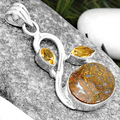 Natural Red Moss Agate & Citrine Pendant P-1379 SDP125388