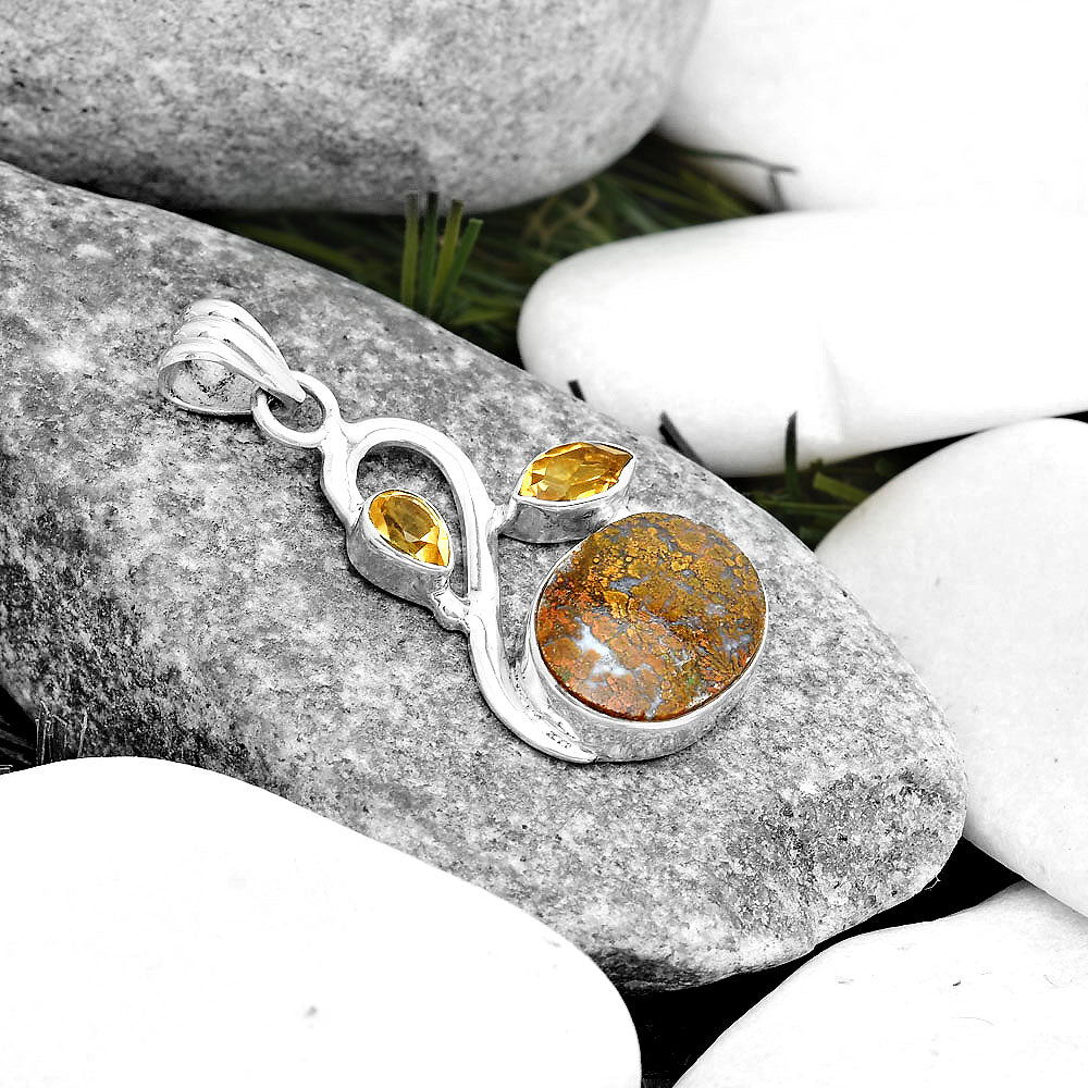 Natural Red Moss Agate & Citrine Pendant P-1379 SDP125388