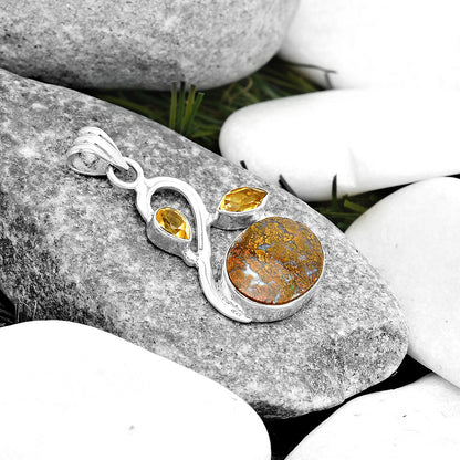 Natural Red Moss Agate & Citrine Pendant P-1379 SDP125388