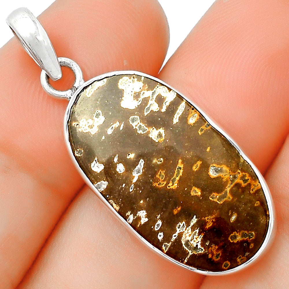 Natural Palm Root Fossil Agate Pendant P-1001 SDP125421