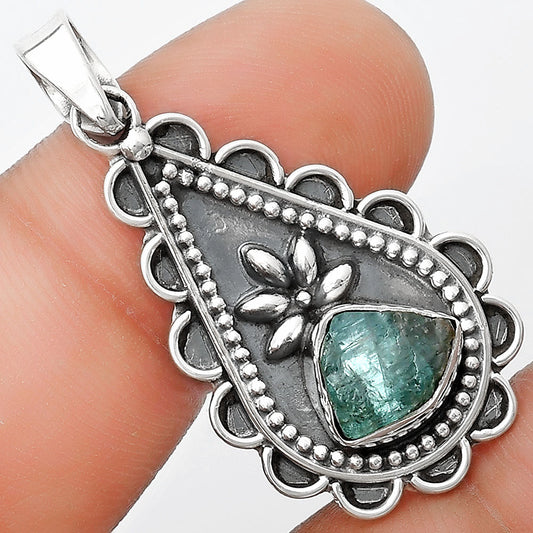 Natural Aqua Apatite Rough Madagascar Pendant P-1033 SDP125463