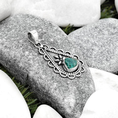 Natural Aqua Apatite Rough Madagascar Pendant P-1033 SDP125463