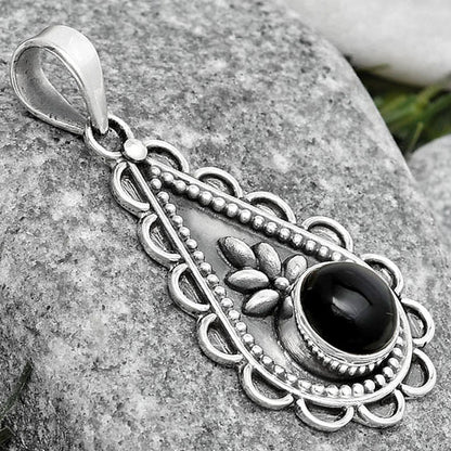 Natural Black Onyx - Brazil Pendant P-1033 SDP125467