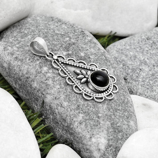 Natural Black Onyx - Brazil Pendant P-1033 SDP125467